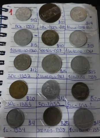 Lote com 148 moedas antigas nacionais e internacionais