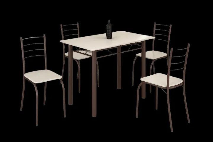Mesa 4 Cadeiras Rio Marrom Off White - Foto 2