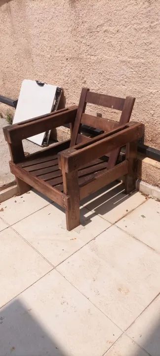 Sofa Madeira Maciça Rústica 3 Lugares + 2 Poltronas - Retirar - Foto 4