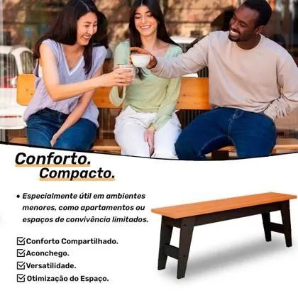 Banco Aurora 130 cm 100% MDF Cimol Chumbo/Nature - Foto 2