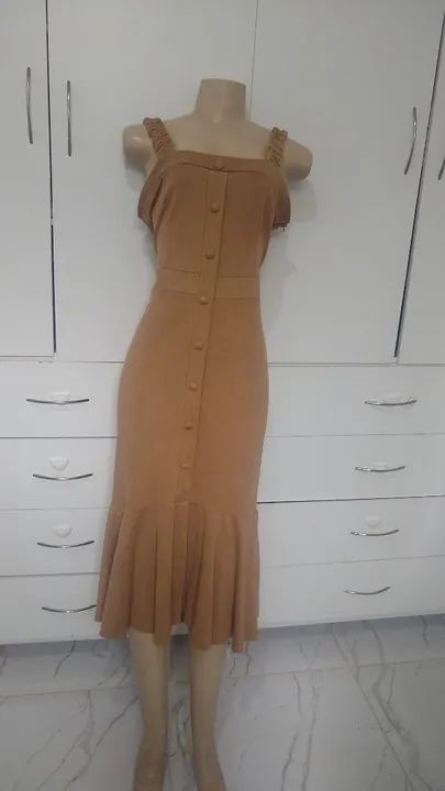Vestido midi  bege