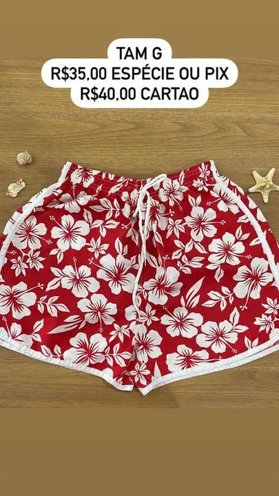 Shorts de Praia femininp Estampado p M g - Foto 3