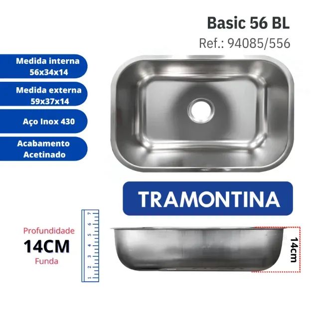 Cuba em Aço Inox Acetinado 56X34cm Tramontina  - Foto 3