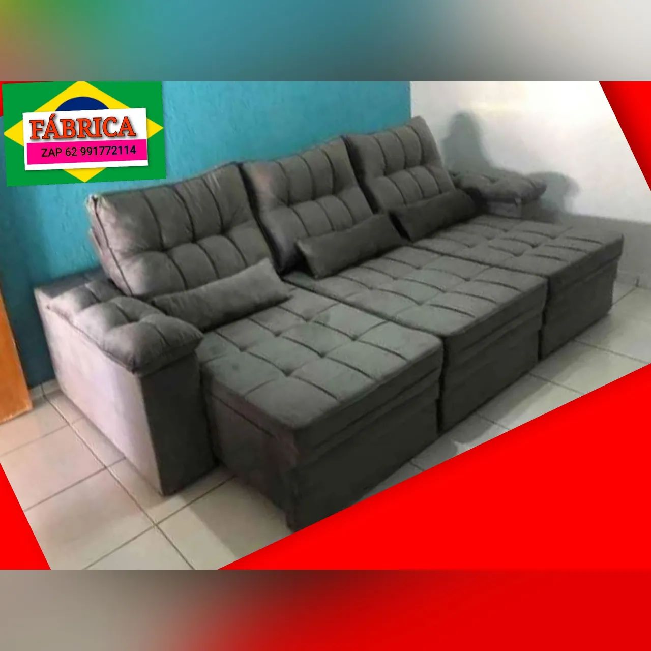 Sofá Retrátil E Reclinável 2.90 LARGURA COBRIMOS ofertas da OLX - Foto 4