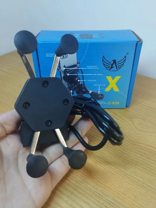 Suporte recarregável de celular para moto garra