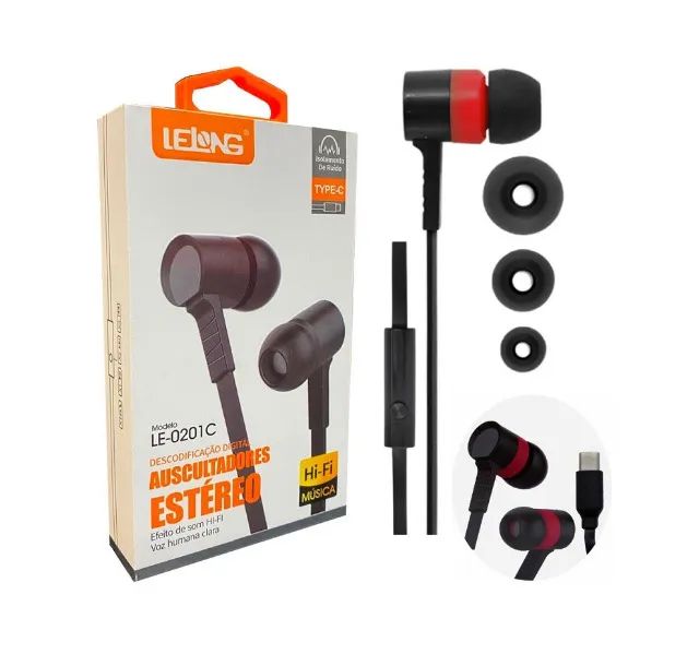 Fone de Ouvido Tipo C Zero Ruído Lelong