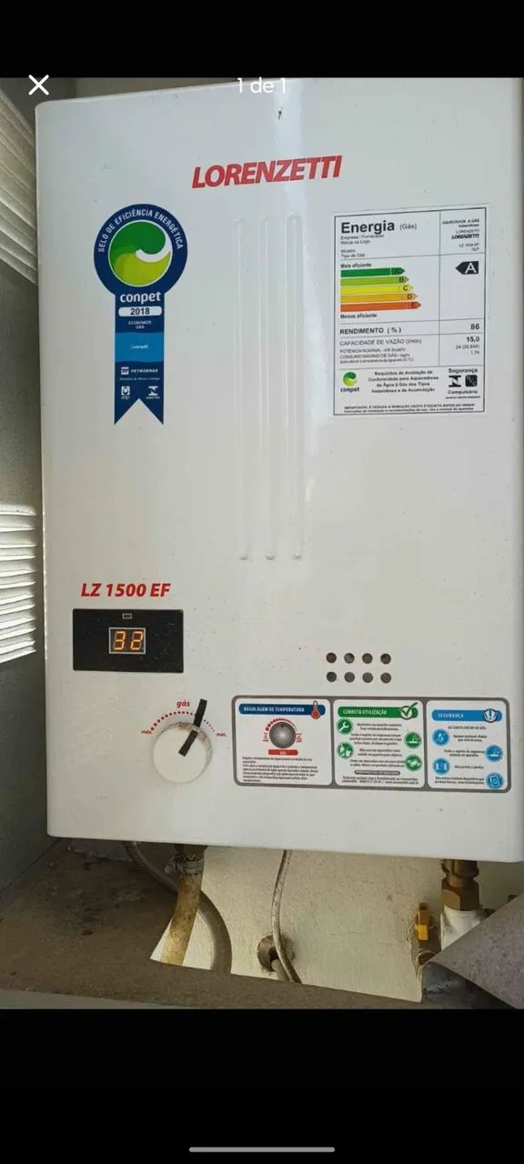 Aquecedor de água a gás Lorenzetti 