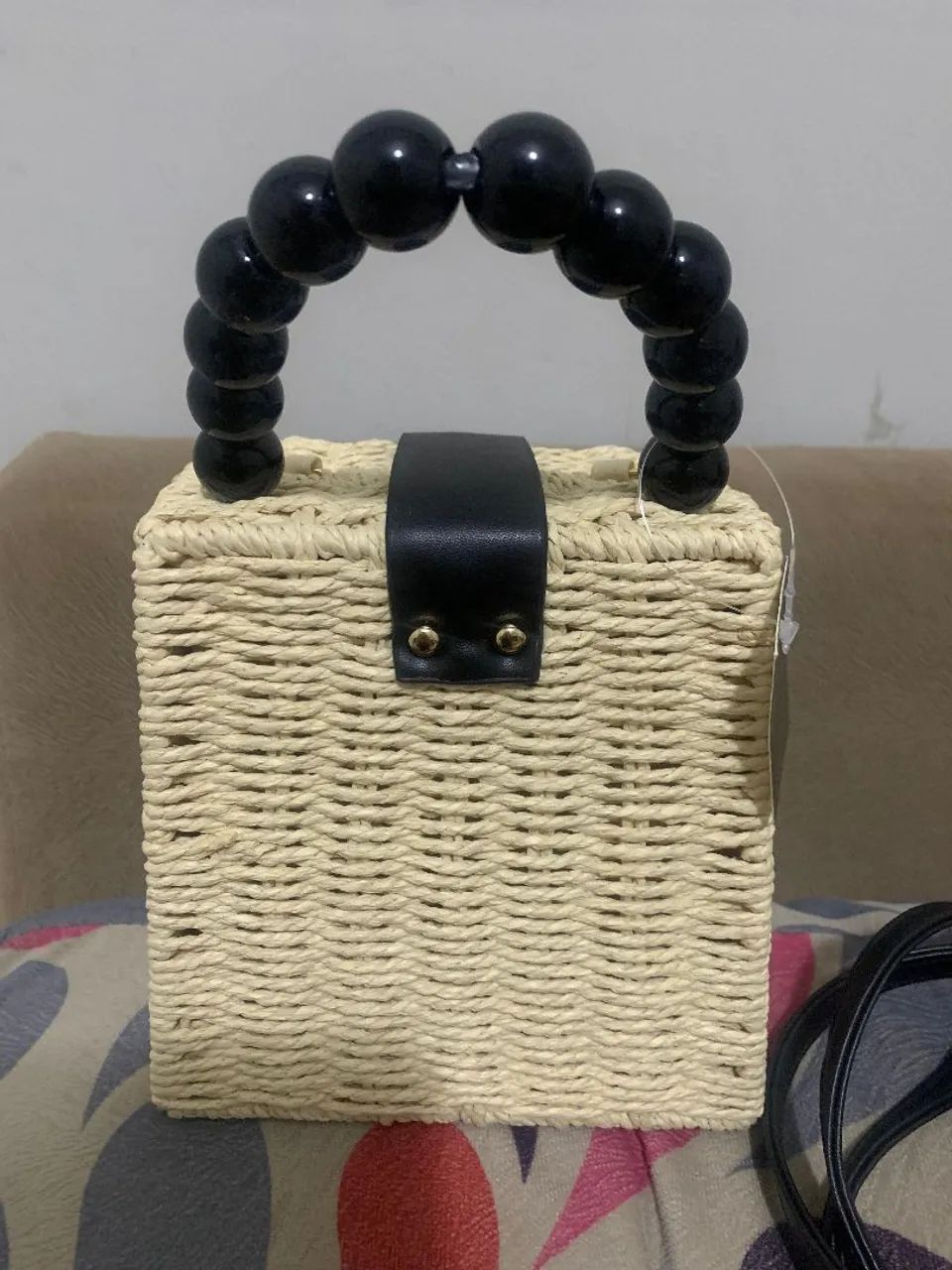 Bolsa Feminina Palha Quadrada na Tag - Foto 3