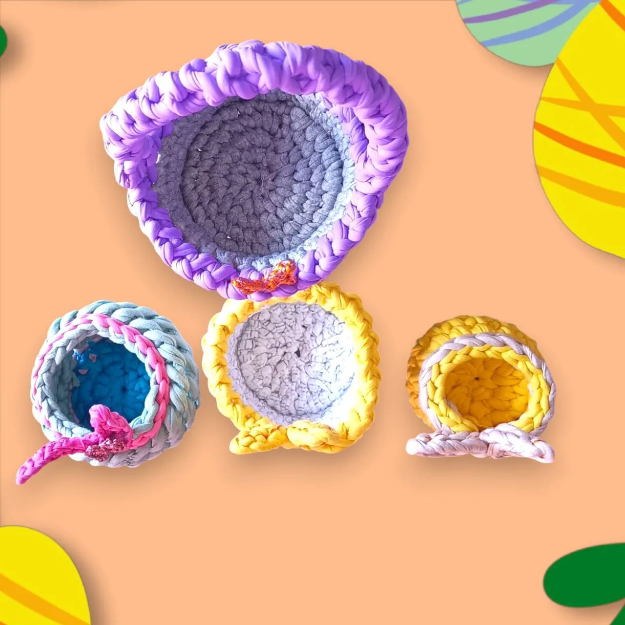 Cestas de Páscoa Crochê  - Foto 3