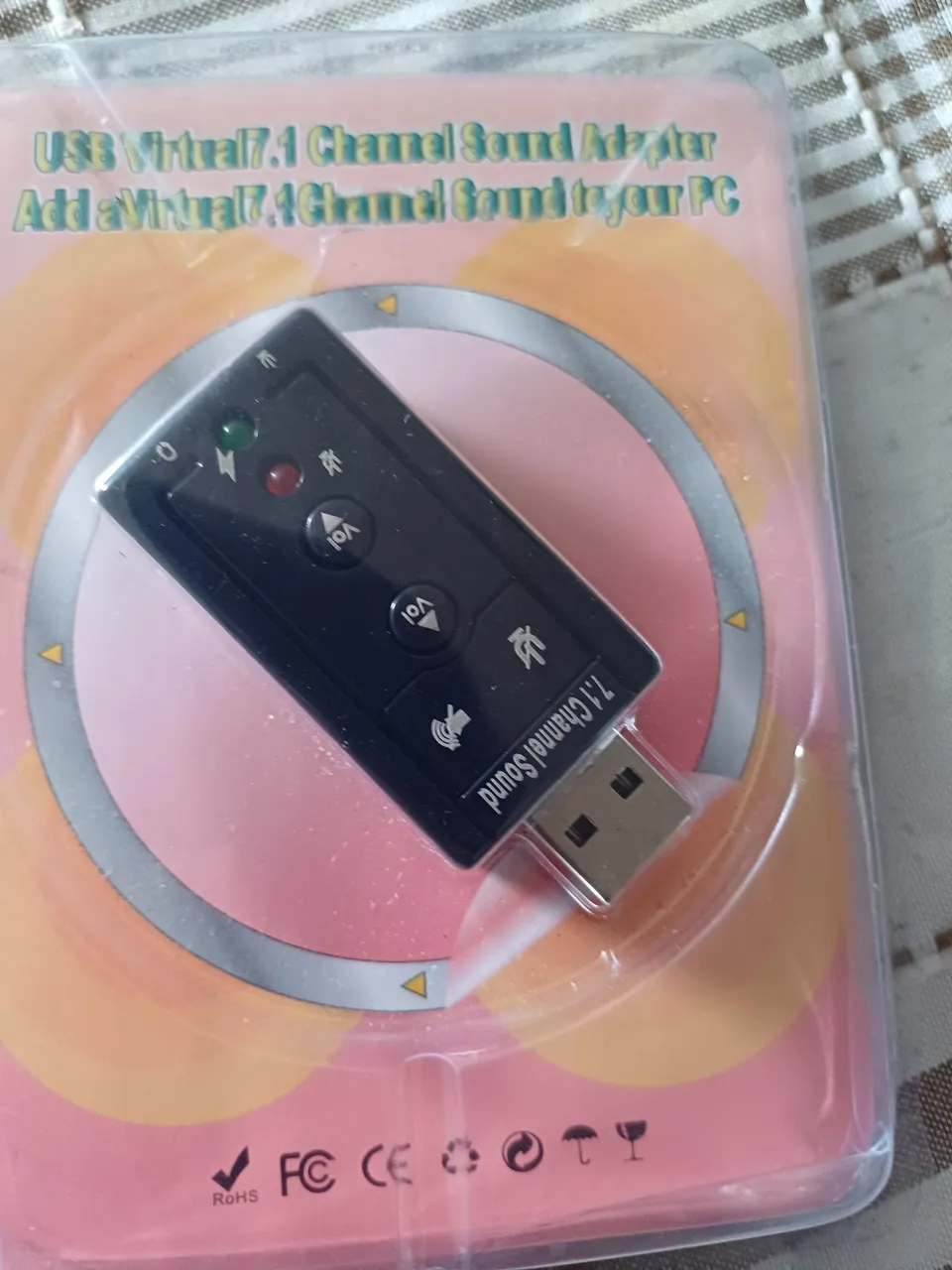Adaptador de Som USB Virtual 7.1 Canais
