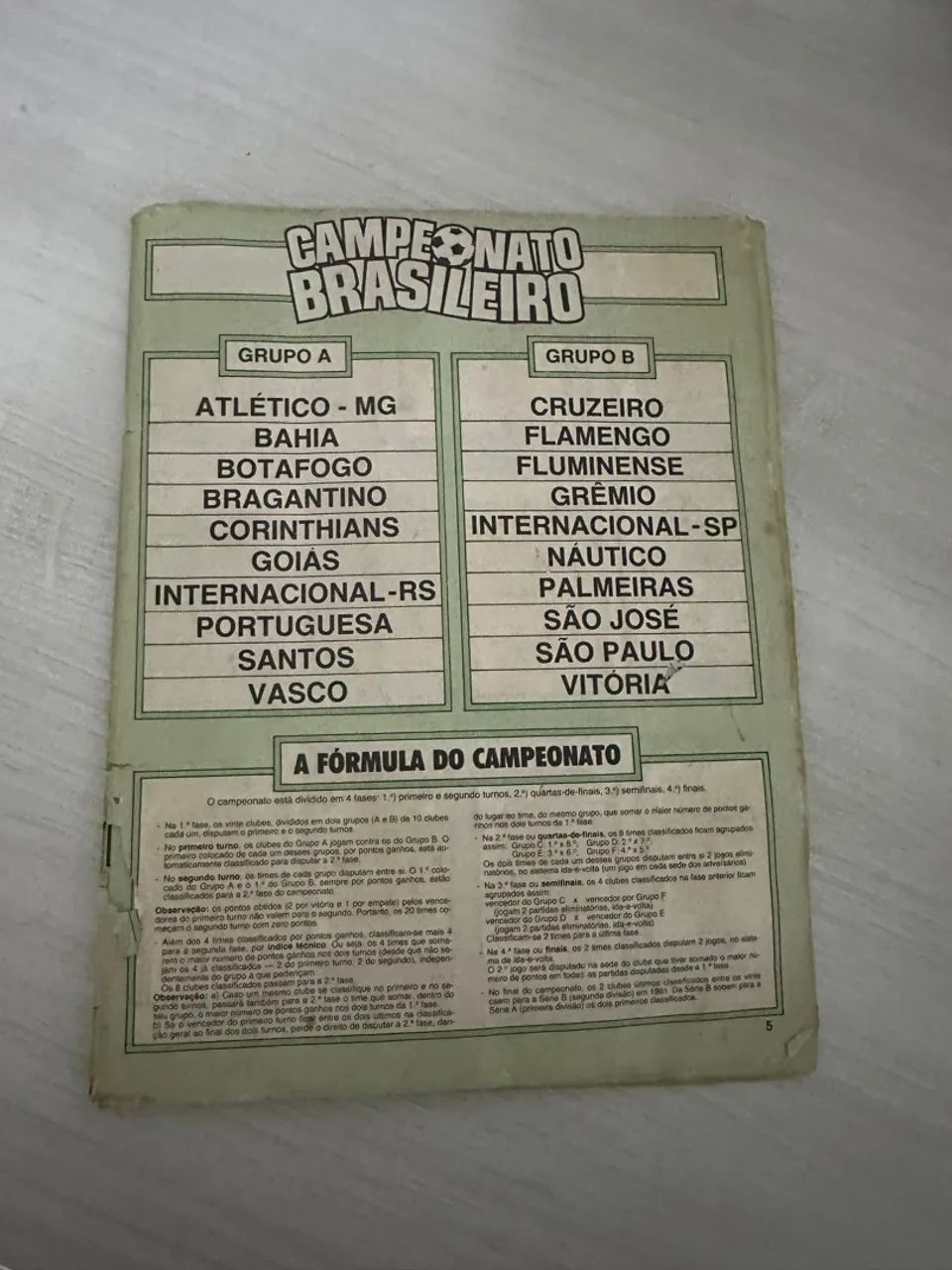 Álbum de figurinhas Campeonato Brasileiro - 1990