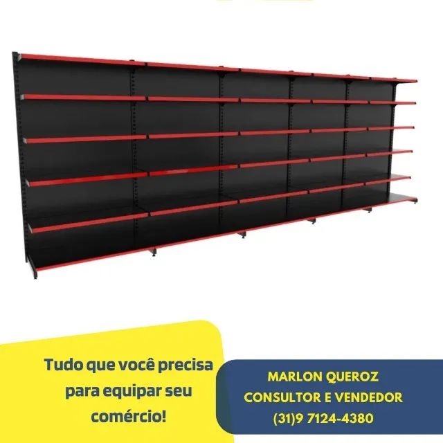 Gondola de Parede 6 Bandejas Preta Polar