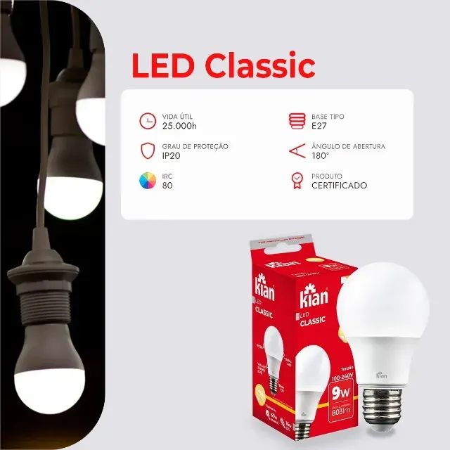 Lâmpada LED Classic 9w  - Kit com 3 Unidades ou Unitária | Entrega em Palhoça e Região - Foto 3
