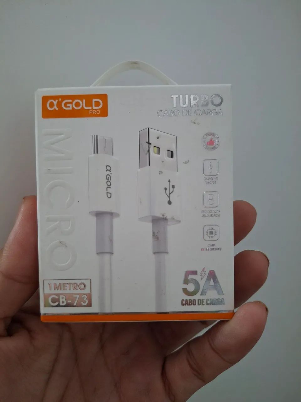 Cabo Micro USB Turbo 5A Alpha Gold - 1 Metro