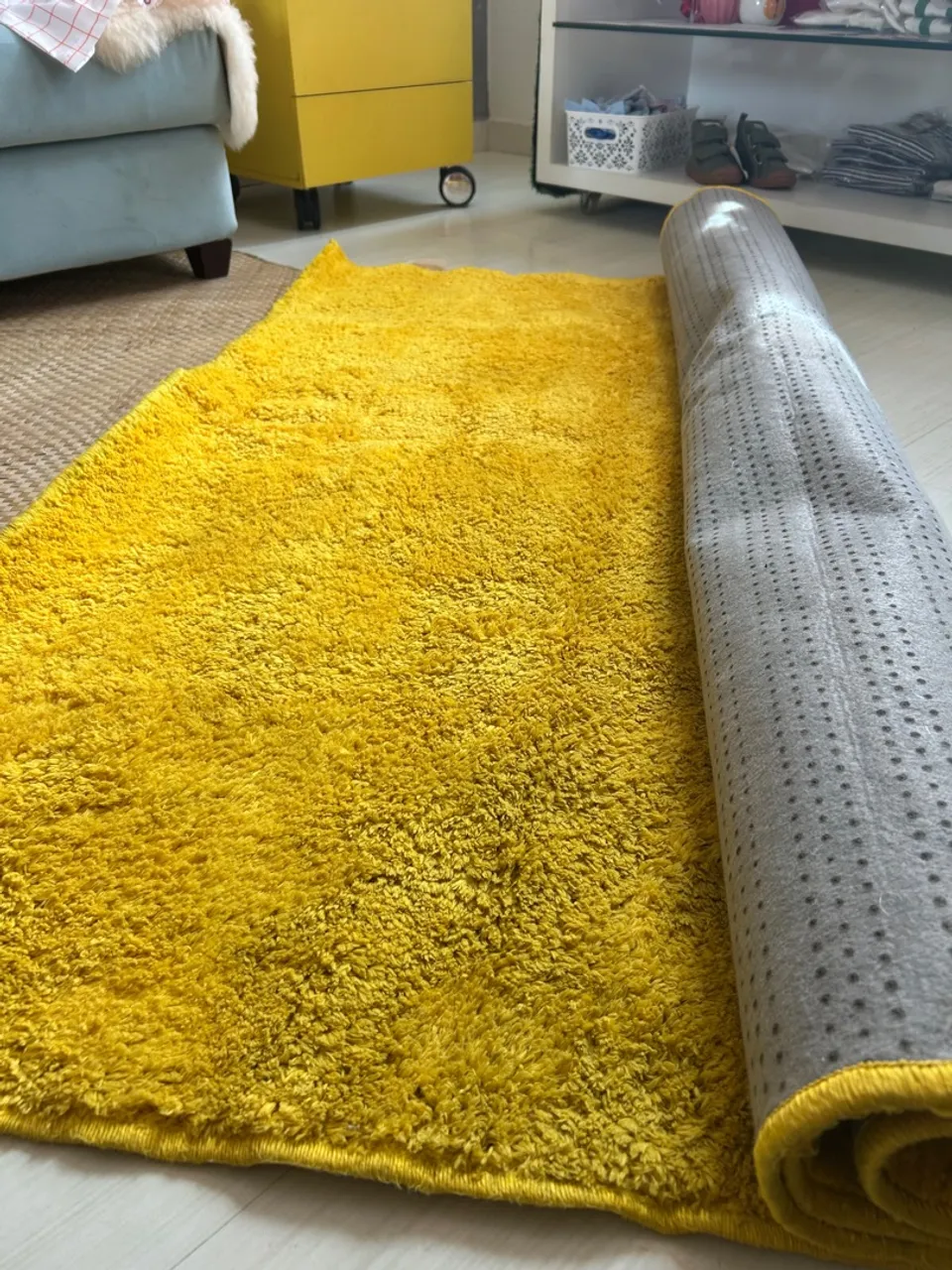Tapete Peludo Amarelo Comfort AK Home 1,50m x 2m