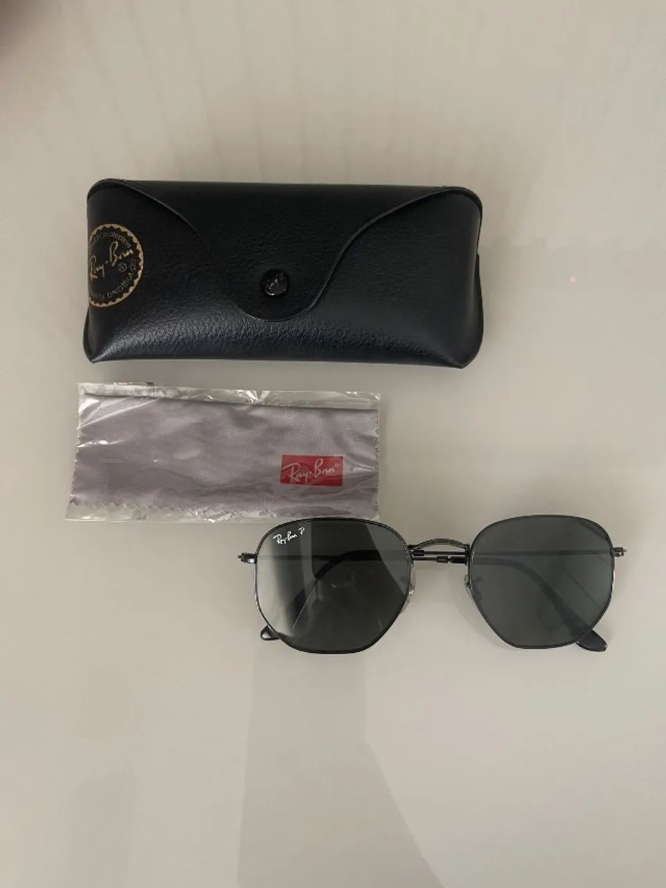Óculos hexagonal Ray-ban preto original