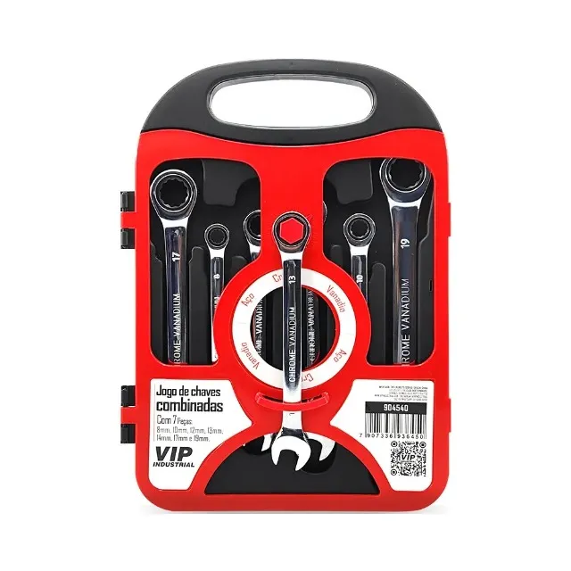 JOGO DE CHAVE COMBINADA C/CATRACA C/7PCS 8 A 19MM VIP INDUSTRIAL