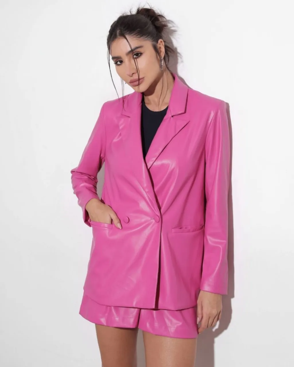Blazer rosa alongado