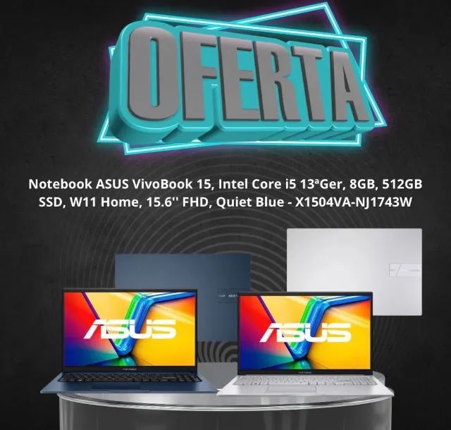 Notebook Asus VivoBook 15 | i5 | 512GB SSD | Lacrado | Novo 