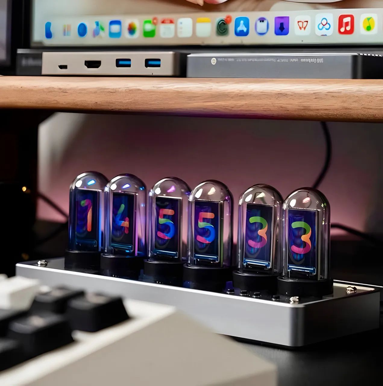 Relógio Eletrônico com Simulação de Tubo Nixie - 5V - USB - Semi Novo na Caixa