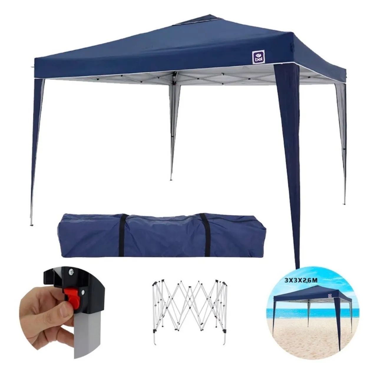 Tenda Gazebo Dobrável Mor 3x3 Articulado X-flex 3m X 3m X 2.5m - Azul - Foto 4