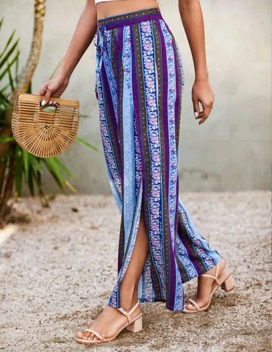 Calça pantalona com fenda Boho NOVA - Foto 3