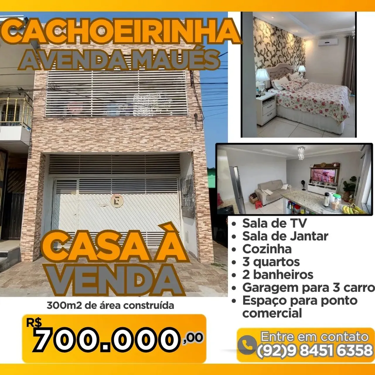 VENDE-SE LINDISSIMA CASA CACHOEIRINHA / AV. MAUÉS ENTRE AV. TEFÉ E AV. SILVES