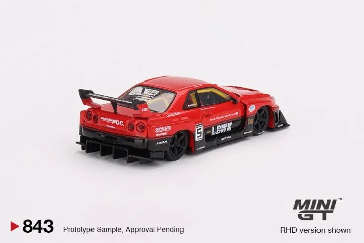 Nissan LB-ER34 Super Silhouette SKYLINE Vermelho/Preto MINI GT 843