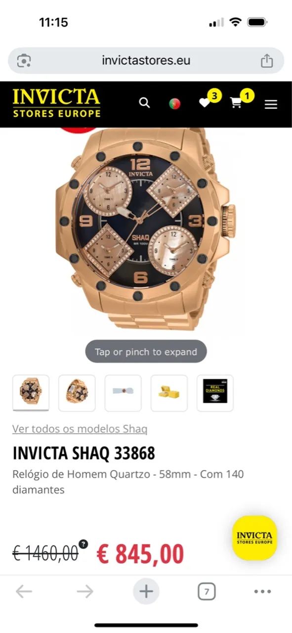 Relógio Invicta Shaq 33868 - Quartz - 58mm - 140 Diamantes