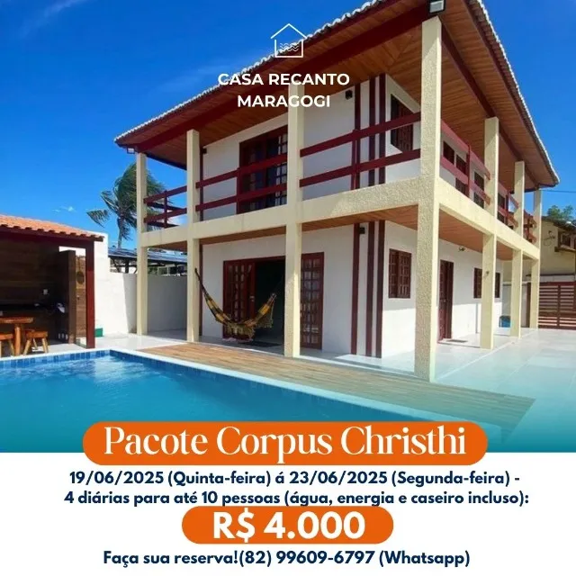 Alugo por Temporada Casa de Praia Novíssima em São Bento - Maragogi-AL