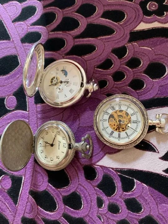 03 Relógios de bolso, dois corda e um bateria - Foto 3