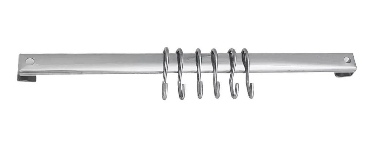 Suporte Em Barra 40cm Com 6 Ganchos Aço Inox Brinox - Foto 2