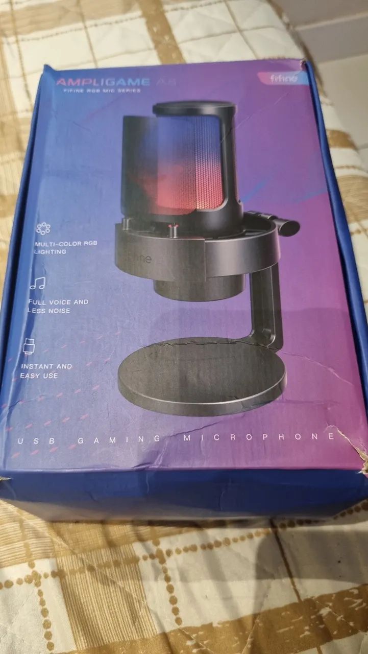 Microfone Gamer Fifine Ampligame A8 com RGB
