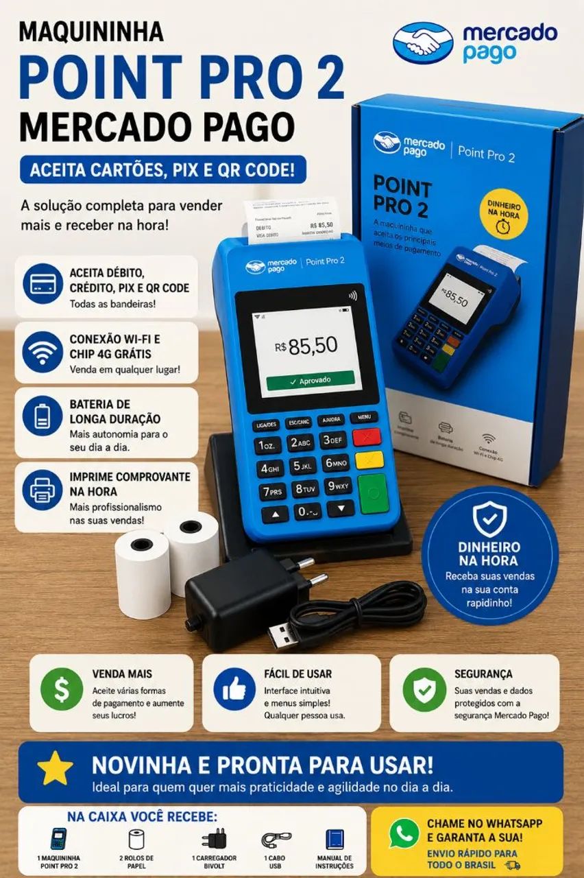 Maquina de cartao mercado pago pro2 - Foto 2