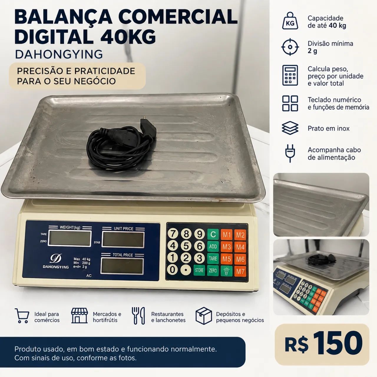 Balança Comercial Digital Dahongying 40kg com Cálculo de Preço