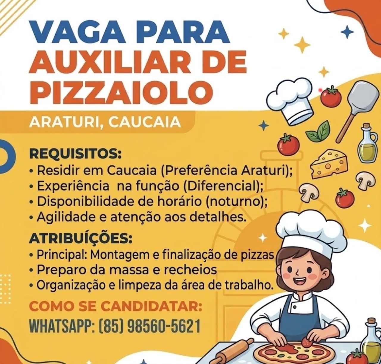 Auxiliar de pizzaiolo diarista  - Foto 2