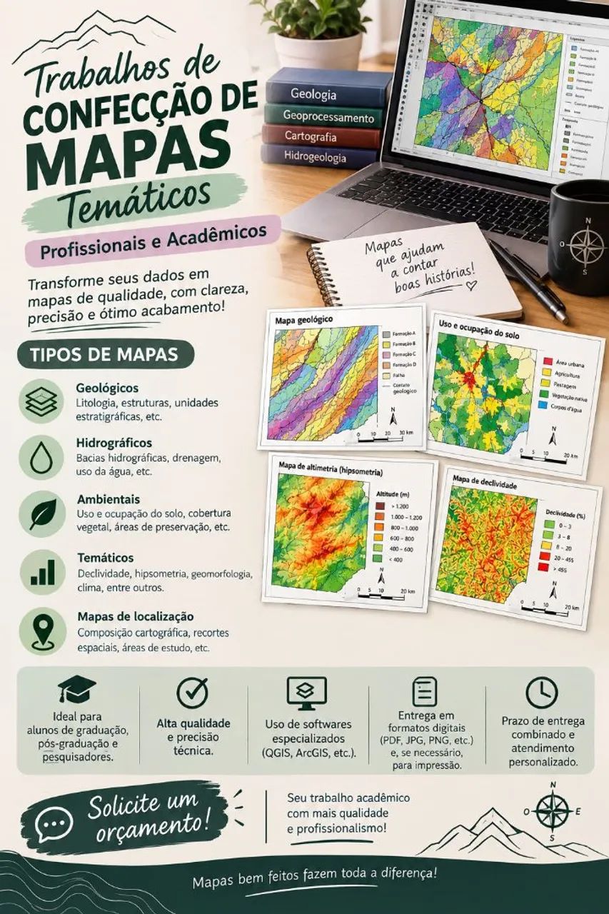 Confecção de mapas temáticos profissionais e acadêmicos 