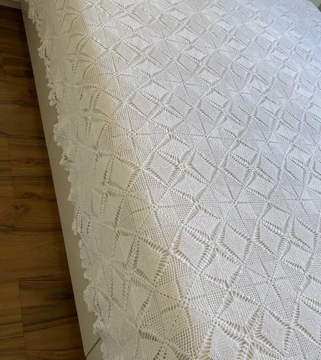 Colcha de Crochê Artesanal Branca - Foto 3