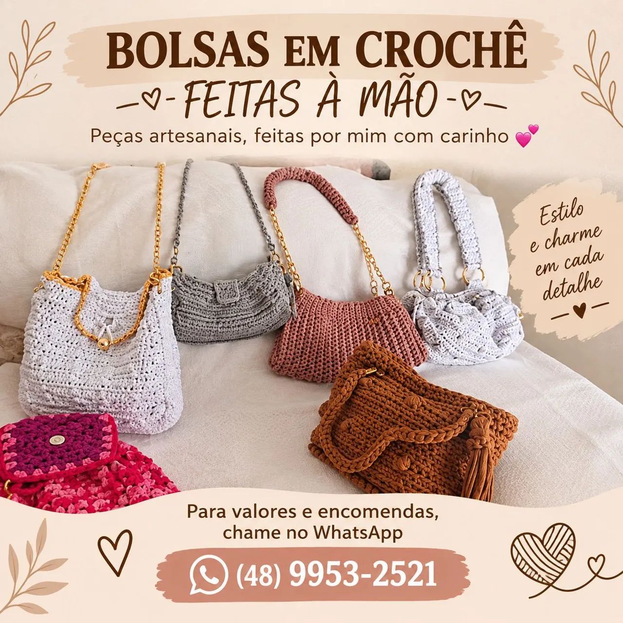 Bolsas e Acessórios de Croche  - Foto 2