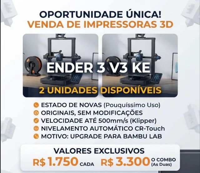 Impressora 3D Creality Ender 3 V3 KE (Estado de Nova / Sem Modificações)