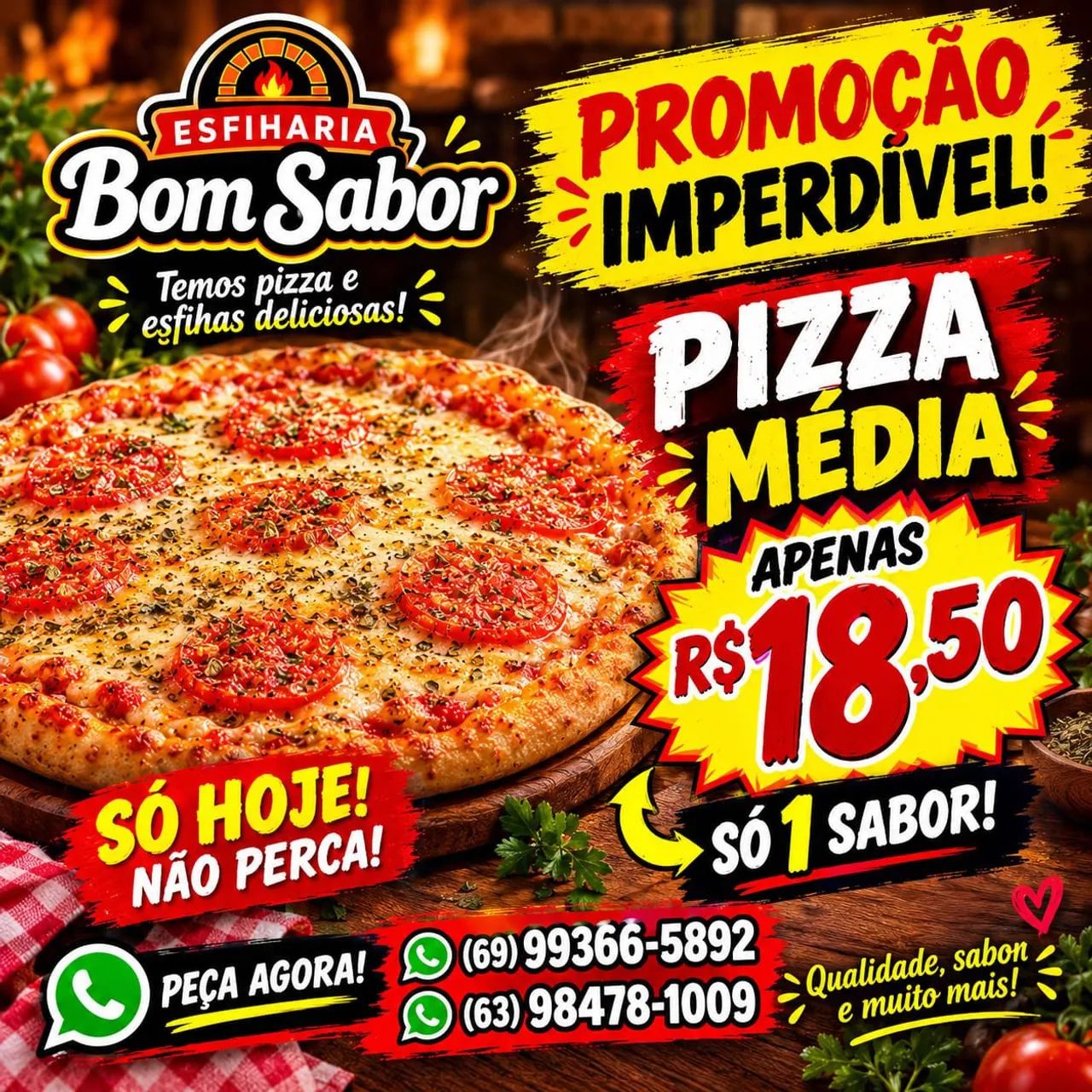 Esfiharia bom sabor. Pizza e esfihas