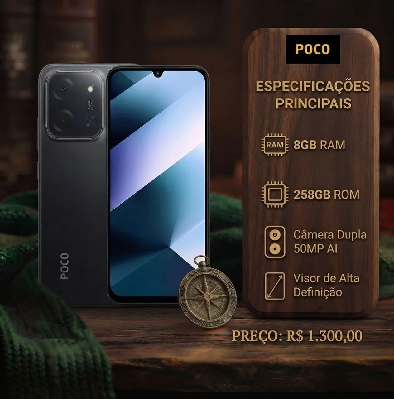 Smartphone POCO 258GB ROM e 8GB RAM - Novo