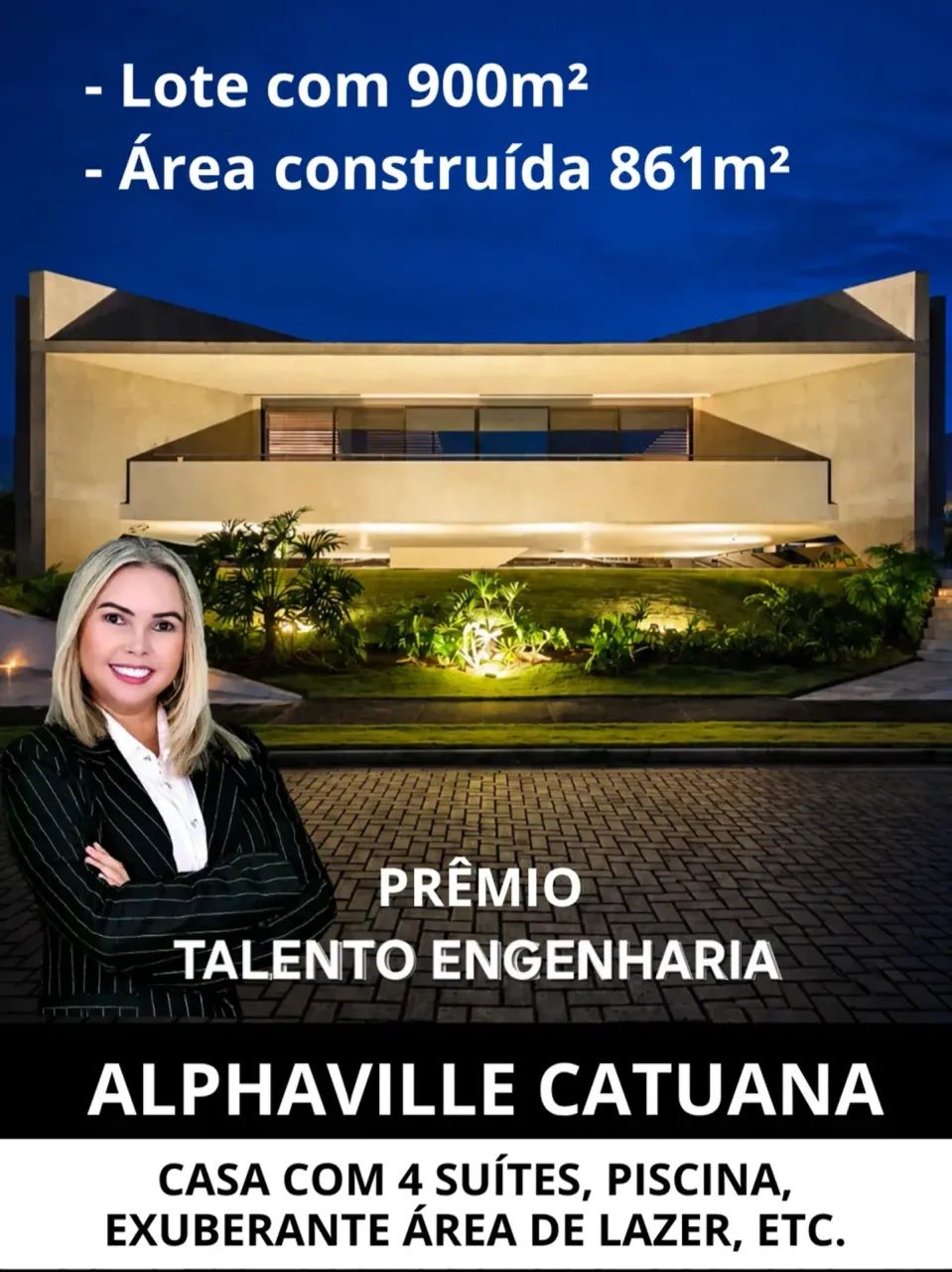 Em Alphaville Natal, com 861m² de área construída, 04 suítes (sendo 02 master), escritório