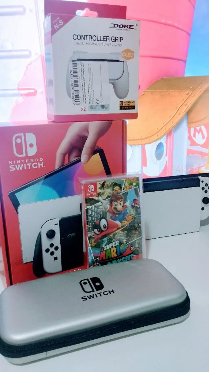 Nintendo Switch OLED + Jogo Físico + Acessórios
