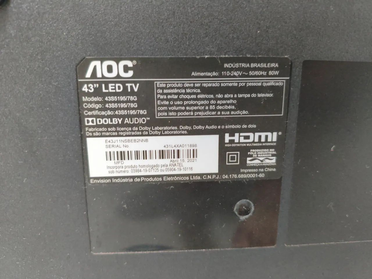 Tv Roku AOC 43 ( defeito ) - Foto 2