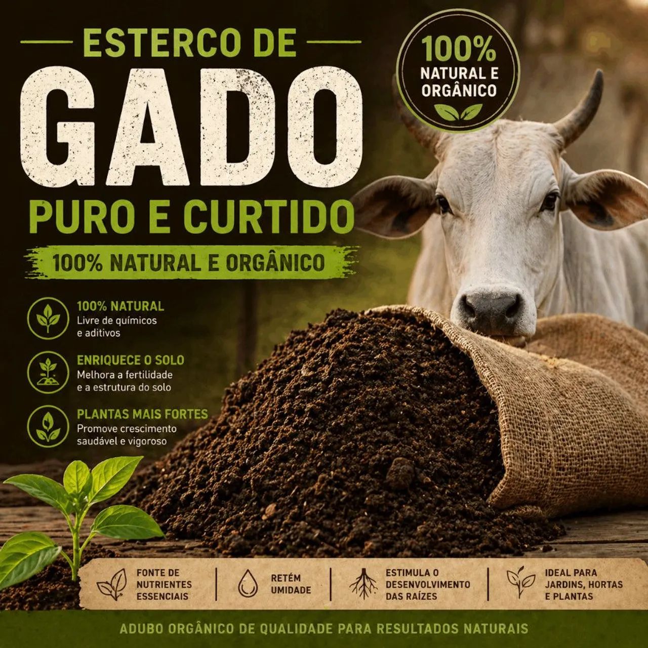 Esterco de boi curtido 