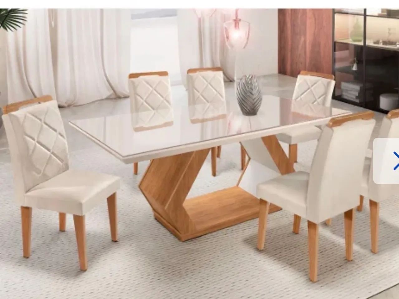 Mesa Alvorada 6 cadeiras MDF e Vidro - Foto 2