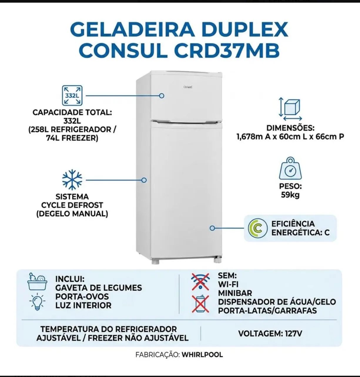 VENDE-SE GELADEIRA CONSUL ? NOVÍSSIMA! - Foto 2