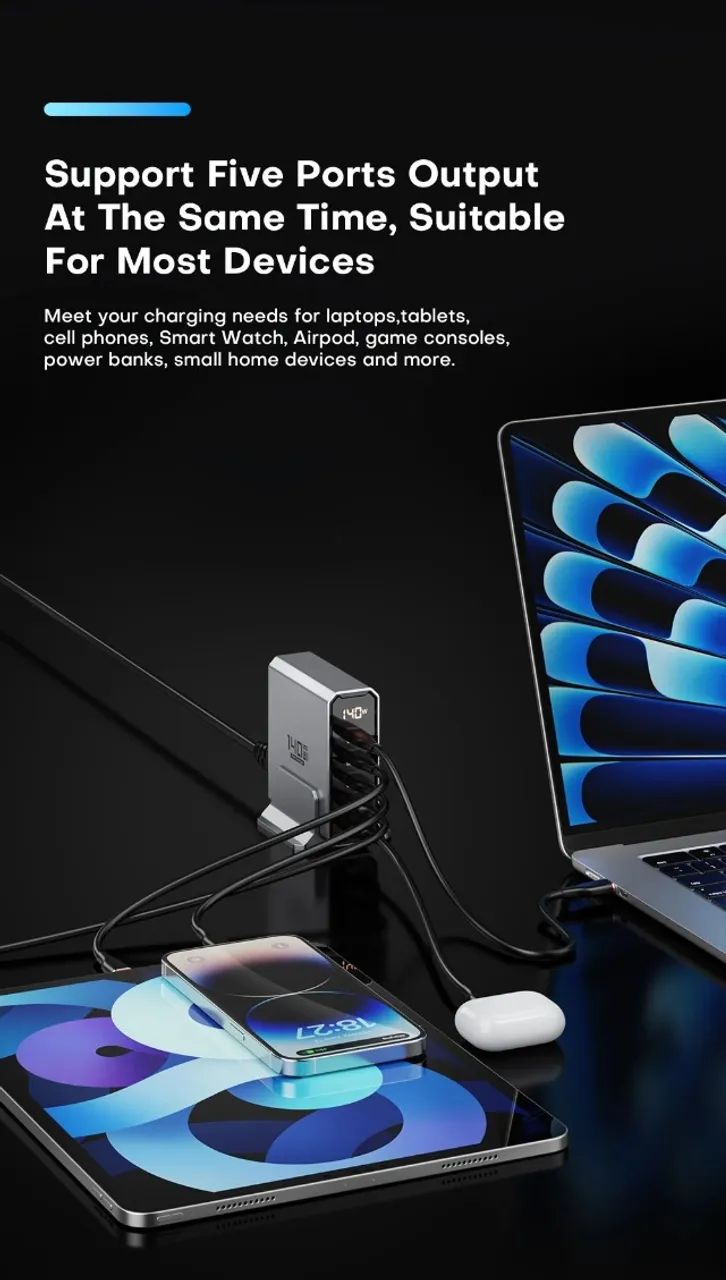 Carregador ASOMETECH 140W, Smartphones e Notebooks - Foto 4