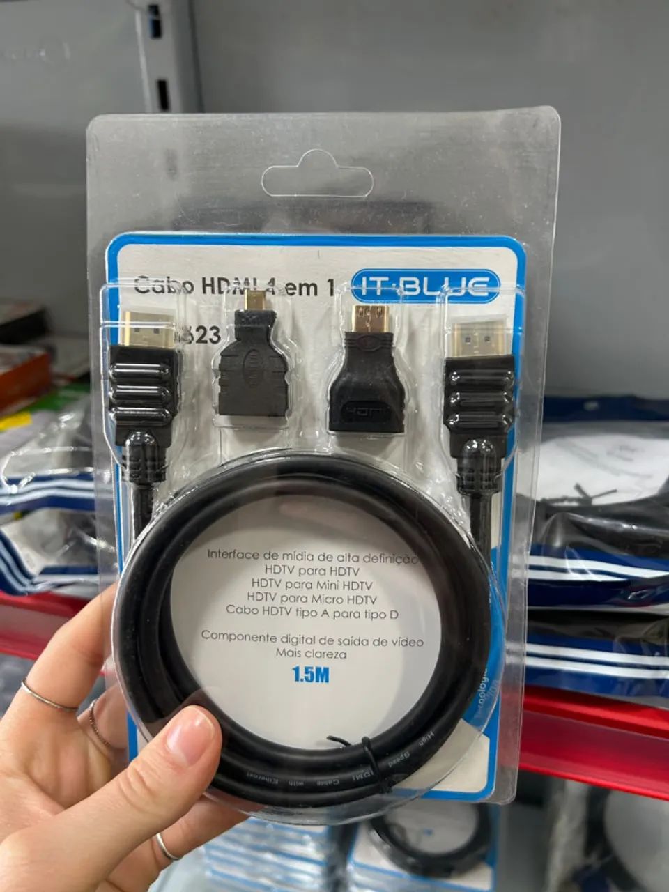 Cabo HDMI 1,5m com adaptador Mini e micro